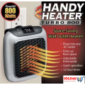 Handy Heater Turbo 800watts  -Mini Electric Wall-outlet Flame Heater Plug-in Air Warmer