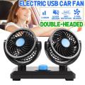 Car Fan Dual Head 2 Speed Electric Air Circulator Portable Vehicle Fan - USB PORT powered