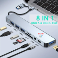 8 in 2 USB-C Adapter Hub Docking Station High Speed USB 3.0/2.0 8 Port USB HUB Card Reader SD TF