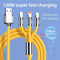 120w USB Charger Cable 3in1 Super Fast Compatible with iPhone Samsung Xiaomi (Random Colours)