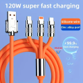 120w USB Charger Cable 3in1 Super Fast Compatible with iPhone Samsung Xiaomi (Random Colours)