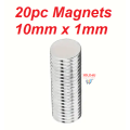 20pcs Super Strong Neodymium Disc Magnets 10x1mm Tiny Round Magnets