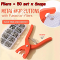 50-Piece Snap Button Kit with Metal Sewing Rings, Buttons, Press Studs, and Pliers