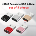 5-pcs Set USB-C Female To USB Male Adapter, Type-C To USB-A Charger Adapter
