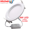 6W LED Round Panel Ceiling Down Light 220V - 100 Pcs Available