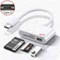 Type-C 3 IN 1 Micro SD TF Card Reader Multifunction USB Adapter (Black or White)
