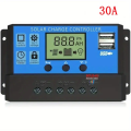 Solar Charge Controller PWM 12V/24V Auto Adapt Voltage 30A USB 5V Intelligent LCD Display