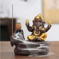 Ganesha Smoke Fountain Cone Holder Decorative Showpiece Incense Burner Elephant God
