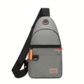 New Chest Bag Single Shoulder Crossbody Bag With Earphone Hole (Grey) Nylon Lightweight Sling Bag