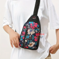 Chest Bag Single Shoulder Crossbody Bag With Earphone Hole (Sunflower) Nylon Lightweight Sling Bag