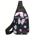 Chest Bag Single Shoulder Crossbody Bag With Earphone Hole (Butterfly) Nylon Lightweight Sling Bag