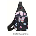 Chest Bag Single Shoulder Crossbody Bag With Earphone Hole (Butterfly) Nylon Lightweight Sling Bag