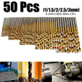 50pcs Titanium Coated Drill Bits HSS High Speed Steel Drill Bits Set 1mm-3mm For Metal Wood Drilling