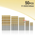 50pcs Titanium Coated Drill Bits HSS High Speed Steel Drill Bits Set 1mm-3mm For Metal Wood Drilling