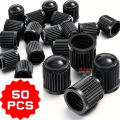 50pcs Tire Stem Valve Caps All Black, Universal Stem Covers For Cars, SUVs, Bike And Bicycle, Trucks