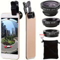 Universal 3-in-1 Cell Phone Camera Lens Kit - 180° Fisheye, 0.67x Wide Angle, Macro Lenses