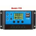 Solar Charge Controller PWM 12V/24V Auto Adapt Voltage 10A USB 5V Intelligent LCD Display
