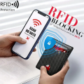 RFID Blocking Bifold Card Holder PU Leather Wallet, Money Clip Multi Slots [ Carbon Fibre / Orange ]