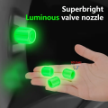 4pcs Car Tyre Valve Caps,  Valve Stem Caps Fluorescence Luminous Air Caps Cover (GREEN)
