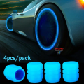 4pcs Car Tyre Valve Caps,  Valve Stem Caps Fluorescence Luminous Air Caps Cover (BLUE)