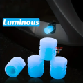 4pcs Car Tyre Valve Caps,  Valve Stem Caps Fluorescence Luminous Air Caps Cover (BLUE)