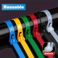 [100 Pack] Multi-Colour Cable Ties Reusable 150mm x 3.5mm Self-Locking Cable Zip Ties