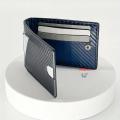 PU Leather Wallet, Bifold Card Holder Money Clip Multi Slots [ Black / Blue ]