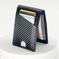 PU Leather Wallet, Bifold Card Holder Money Clip Multi Slots [ Black / Blue ]