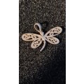 925 Sterling Silver Dragon Fly Pendant