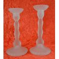 FROSTED PRESSED  GLASS CANDLE HOLDERS from SUEZYT