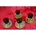 JAPANESE SAKE GLASSES WITH SILVER METAL DRAGON HOLDERS (4) - from SUEZYT