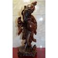 CHINESE MAN WITH FISH -  WOOD CARVING - VINTAGE - DAMAGED - from SUEZYT