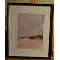 PAUL BOTES FRAMED WATERCOLOUR   - SEAGULLS - from SUEZYT