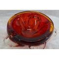 MURANO RUBY RED DISH WITH PULLED LOBES - from SUEZYT