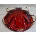 MURANO RUBY RED DISH WITH PULLED LOBES - from SUEZYT