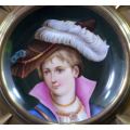 VICTORIAN BRASS WALL CHARGER WITH HAND PAINTED PORCELAIN INSERT - from SUEZYT