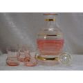 RETRO GLASS DECANTER SET WITH PINK AND GOLD - from SUEZYT