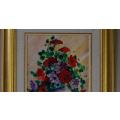 MAGNIFICENT FRAME - STILL LIFE WITH FLOWERS OIL ON BOARD - BRUNHILDE DU TOIT - from SUEZYT