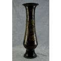 39CMS BROWN METAL VASE WITH ETCHED DESIGN - from SUEZYT