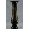 39CMS BROWN METAL VASE WITH ETCHED DESIGN - from SUEZYT