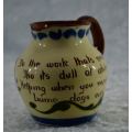 MOTTO WARE MILK PITCHER - from SUEZYT