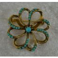 TURQUOISE AND GOLD GILT BROOCH - from SUEZYT