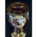 STUNNING CRANBERRY GLASS GOBLET WITH APPLIED ENAMEL DECORATION - from SUEZYT