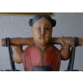 53CMS ASIAN WOOD FIGURINE GIRL WATER CARRIER - from SUEZYT