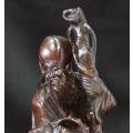 CHINESE CARVED WOOD SHOU LAO FIGURINE - from SUEZYT