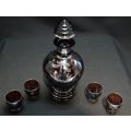 VENETIAN  AMETHYST DECANTER WITH SILVER OVERLAY AND  4 GLASSES - from SUEZYT
