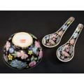 CHINESE FAMILlE NOIRE RICE DISH AND SPOON - from SUEZYT