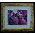 NICELY FRAMED COLOURFUL PRINT OF 2 LADIES IN PINK- from SUEZYT