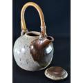POTTERY TEAPOT WITH BAMBOO HANDLE - from SUEZYT