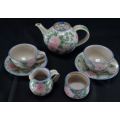 HAND-PAINTED POTTERY TEA SET FOR TWO - from SUEZYT